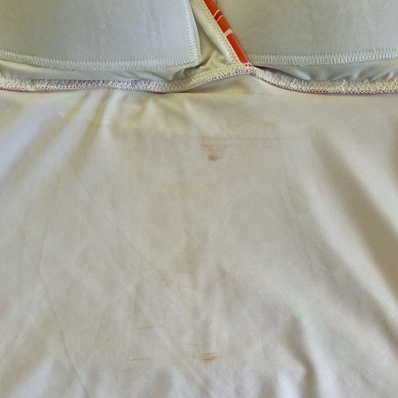 Land’s End Orange & White Ruching at Waist Lightly Padded Cups Tankini Top Sz 10 - Picture 15 of 15